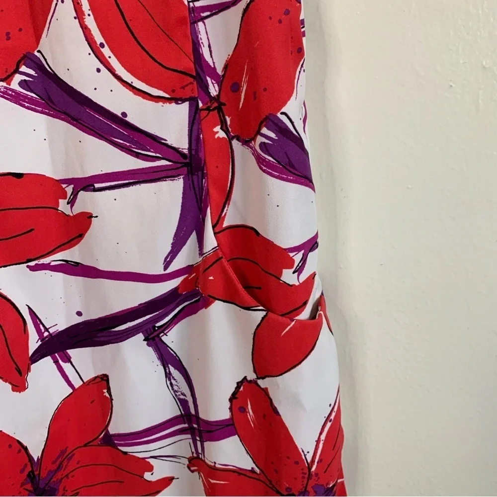 Signature by Sangria Retro Red Floral Sleeveless Shift Sheath Dress Size 4 - Picture 5 of 9